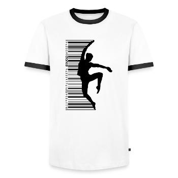 Danseuse au QR Code Style - T-shirt contrasté Homme - blanc/noir - Devant - AI Model Female 172 light (172cm) & AI Model Male 178 dark (178cm)