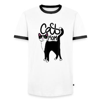 Katzen Mutter Cat Mom Mama - Männer Kontrast-T-Shirt - Weiß/Schwarz - Vorne - AI Model Female 172 light (172cm) & AI Model Male 178 dark (178cm)