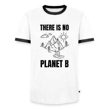there is no planet b - Men's Ringer Shirt - white/black - Front - AI Model Female 172 light (172cm) & AI Model Male 178 dark (178cm)