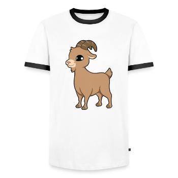 Chèvre - T-shirt contrasté Homme - blanc/noir - Devant - AI Model Female 172 light (172cm) & AI Model Male 178 dark (178cm)