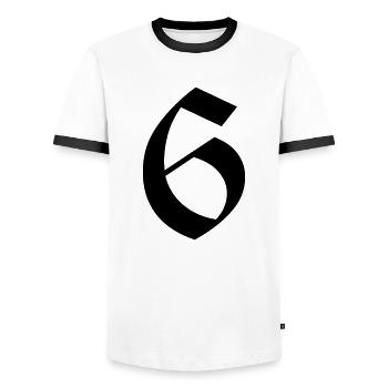 6 - T-shirt contrasté Homme - blanc/noir - Devant - AI Model Female 172 light (172cm) & AI Model Male 178 dark (178cm)
