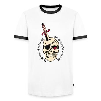 geboren Chance sterben auch Kopf des Todes Schädel Dolch - Männer Kontrast-T-Shirt - Weiß/Schwarz - Vorne - AI Model Female 172 light (172cm) & AI Model Male 178 dark (178cm)