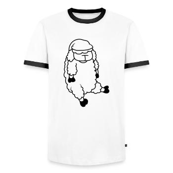 Mouton endormi Casquette de couchage - T-shirt contrasté Homme - blanc/noir - Devant - AI Model Female 172 light (172cm) & AI Model Male 178 dark (178cm)
