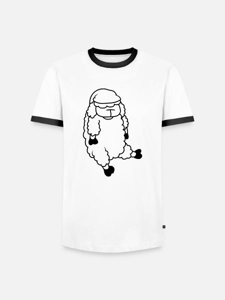 Sleeping Sheep Sleeping Cap - Men's Ringer Shirt - white/black