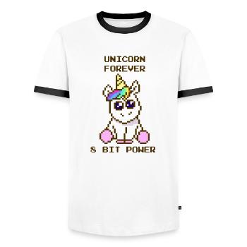 Unicorn forever - Einhorn für immer Shirt, Sticker - Männer Kontrast-T-Shirt - Weiß/Schwarz - Vorne - AI Model Female 172 light (172cm) & AI Model Male 178 dark (178cm)