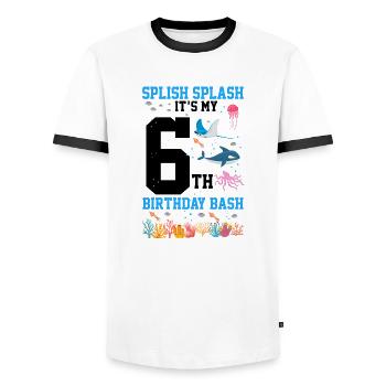 Biologie marine Fête d’anniversaire Anniversaire 6 - T-shirt contrasté Homme - blanc/noir - Devant - AI Model Female 172 light (172cm) & AI Model Male 178 dark (178cm)