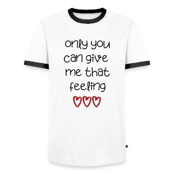 love love Saint-Valentin en amour Dicton anglais - T-shirt contrasté Homme - blanc/noir - Devant - AI Model Female 172 light (172cm) & AI Model Male 178 dark (178cm)