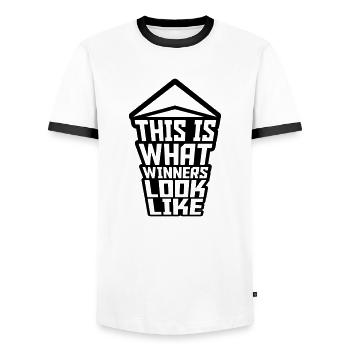À quoi ressemblent les gagnants - T-shirt contrasté Homme - blanc/noir - Devant - AI Model Female 172 light (172cm) & AI Model Male 178 dark (178cm)