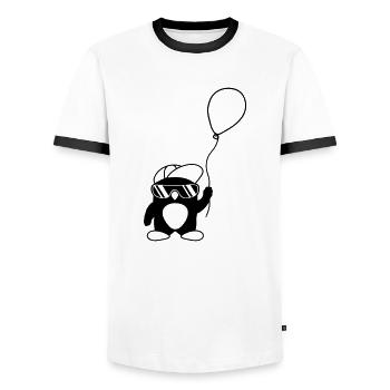 Penguin Beanie Sunglasses Balloon - Men's Ringer Shirt - white/black - Front - AI Model Female 172 light (172cm) & AI Model Male 178 dark (178cm)