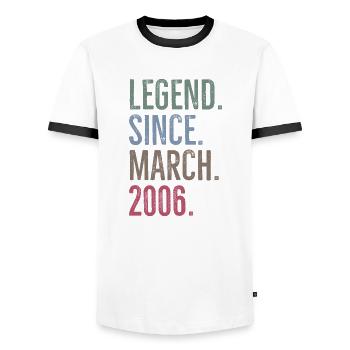 Legend Since March 2006 - Men's Ringer Shirt - white/black - Front - AI Model Female 172 light (172cm) & AI Model Male 178 dark (178cm)