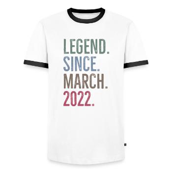 Legend Since March 2022 - Men's Ringer Shirt - white/black - Front - AI Model Female 172 light (172cm) & AI Model Male 178 dark (178cm)
