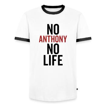 No Anthony No Life - Men's Ringer Shirt - white/black - Front - AI Model Female 172 light (172cm) & AI Model Male 178 dark (178cm)