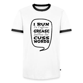 Drôles de dictons Mécanicien d’avion Chemise de baseball - T-shirt contrasté Homme - blanc/noir - Devant - AI Model Female 172 light (172cm) & AI Model Male 178 dark (178cm)