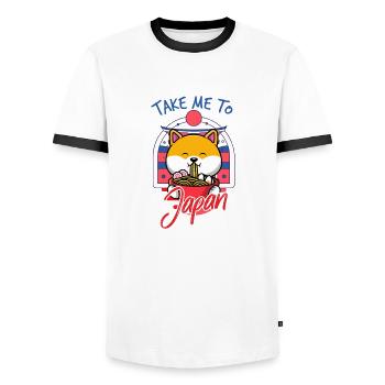 BRING MICH NACH JAPAN - Männer Kontrast-T-Shirt - Weiß/Schwarz - Vorne - AI Model Female 172 light (172cm) & AI Model Male 178 dark (178cm)