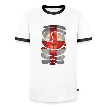 Angleterre Royaume-Uni Londres Anglais britannique Royaume-Uni - T-shirt contrasté Homme - blanc/noir - Devant - AI Model Female 172 light (172cm) & AI Model Male 178 dark (178cm)