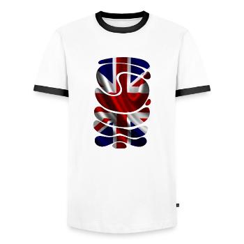 England UK London British English United Kingdom - Men's Ringer Shirt - white/black - Front - AI Model Female 172 light (172cm) & AI Model Male 178 dark (178cm)
