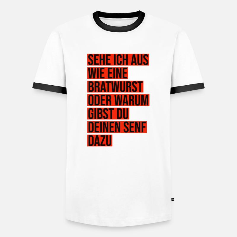 Bratwurst Senf - Männer Kontrast-T-Shirt - Weiß/Schwarz
