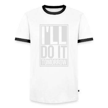 Citation de Do It Tomorrow - T-shirt contrasté Homme - blanc/noir - Devant - AI Model Female 172 light (172cm) & AI Model Male 178 dark (178cm)