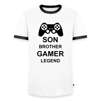 son brother gamer legend - Männer Kontrast-T-Shirt - Weiß/Schwarz - Vorne - AI Model Female 172 light (172cm) & AI Model Male 178 dark (178cm)
