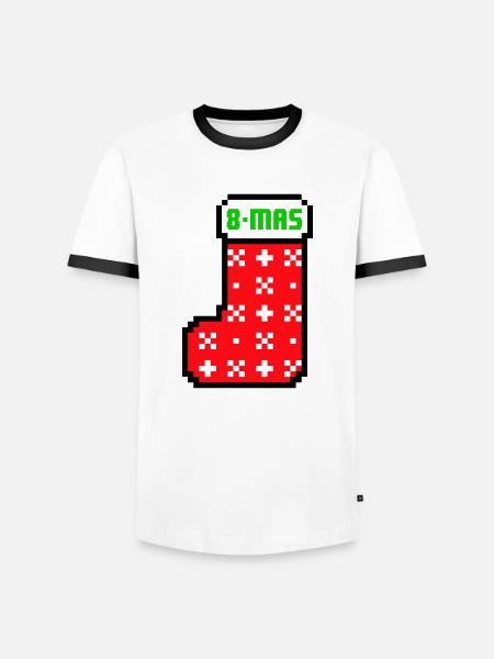8bits Christmas Stocking - T-shirt contrasté Homme - blanc/noir