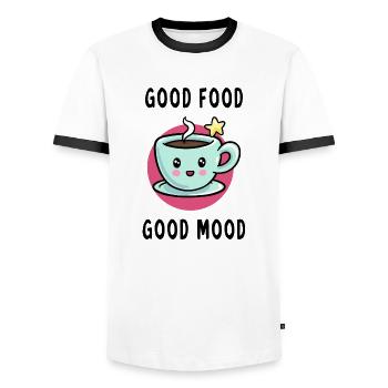 Good food good mood bonne nourriture bonne humeur - T-shirt contrasté Homme - blanc/noir - Devant - AI Model Female 172 light (172cm) & AI Model Male 178 dark (178cm)