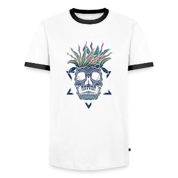Skeleton Skeleton Skater bone Skull skeleton head - Men's Ringer Shirt - white/black - Front - AI Model Female 172 light (172cm) & AI Model Male 178 dark (178cm)