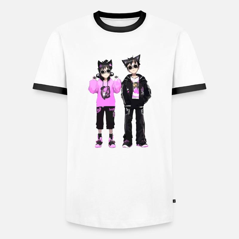 Cosplay Junge und Madchen - Männer Kontrast-T-Shirt - Weiß/Schwarz