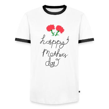 Joyeuse fête des mères lettrage manuscrit - T-shirt contrasté Homme - blanc/noir - Devant - AI Model Female 172 light (172cm) & AI Model Male 178 dark (178cm)