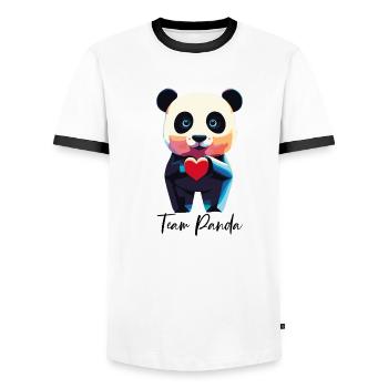 PANDA - Männer Kontrast-T-Shirt - Weiß/Schwarz - Vorne - AI Model Female 172 light (172cm) & AI Model Male 178 dark (178cm)