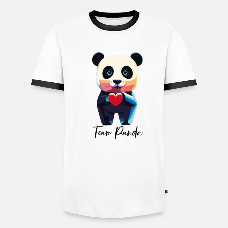 PANDA - Männer Kontrast-T-Shirt - Weiß/Schwarz