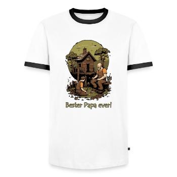 Vatertag - Bester Vater / Papa ever! - Männer Kontrast-T-Shirt - Weiß/Schwarz - Vorne - AI Model Female 172 light (172cm) & AI Model Male 178 dark (178cm)