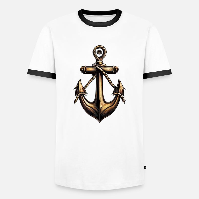 Bronze Anker Motorbootfahrer Segelbootfahrer - Männer Kontrast-T-Shirt - Weiß/Schwarz