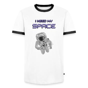 I Need my Space - Funny Astronaut - Men's Ringer Shirt - white/black - Front - AI Model Female 172 light (172cm) & AI Model Male 178 dark (178cm)