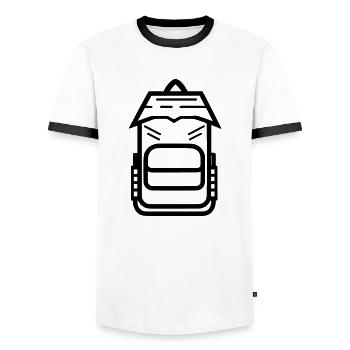 Backpack - Men's Ringer Shirt - white/black - Front - AI Model Female 172 light (172cm) & AI Model Male 178 dark (178cm)