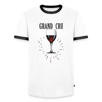 grand cru vin rouge verre humour alcool slogan 61 - T-shirt contrasté Homme - blanc/noir - Devant - AI Model Female 172 light (172cm) & AI Model Male 178 dark (178cm)