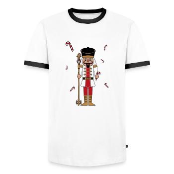 Casse noisette - T-shirt contrasté Homme - blanc/noir - Devant - AI Model Female 172 light (172cm) & AI Model Male 178 dark (178cm)