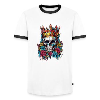 Totenkopf mit Krone - Männer Kontrast-T-Shirt - Weiß/Schwarz - Vorne - AI Model Female 172 light (172cm) & AI Model Male 178 dark (178cm)