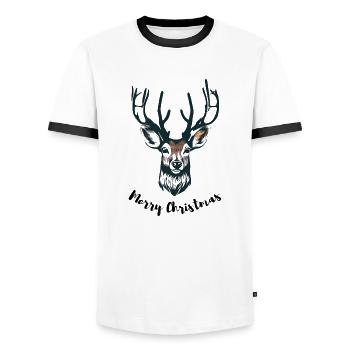 Merry Christmas - T-shirt contrasté Homme - blanc/noir - Devant - AI Model Female 172 light (172cm) & AI Model Male 178 dark (178cm)