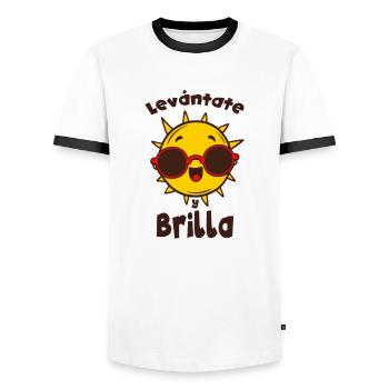 citation d'humour en espagnol - T-shirt contrasté Homme - blanc/noir - Devant - AI Model Female 172 light (172cm) & AI Model Male 178 dark (178cm)