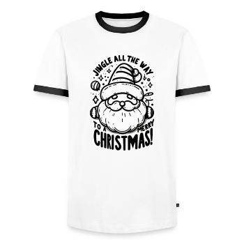Jingle jusqu’à un joyeux Noël ! - T-shirt contrasté Homme - blanc/noir - Devant - AI Model Female 172 light (172cm) & AI Model Male 178 dark (178cm)
