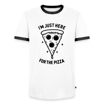 I'm Just Here for the Pizza - Men's Ringer Shirt - white/black - Front - AI Model Female 172 light (172cm) & AI Model Male 178 dark (178cm)