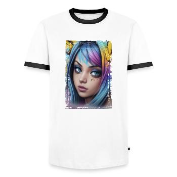 Graffiti Street Art Spray Colors Cool Artist Retro - Men's Ringer Shirt - white/black - Front - AI Model Female 172 light (172cm) & AI Model Male 178 dark (178cm)