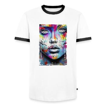 Graffiti Street Art Spray Couleurs Cool Artiste Rétro - T-shirt contrasté Homme - blanc/noir - Devant - AI Model Female 172 light (172cm) & AI Model Male 178 dark (178cm)