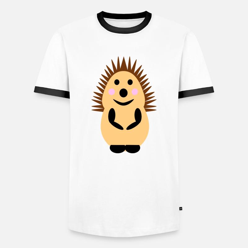 stehender Igel - Männer Kontrast-T-Shirt - Weiß/Schwarz