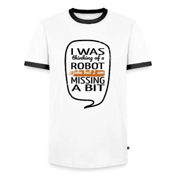 Jokes Christmas Tree Artificial Cool Joke Sayings - Men's Ringer Shirt - white/black - Front - AI Model Female 172 light (172cm) & AI Model Male 178 dark (178cm)