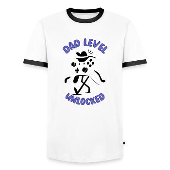 DAD Level Unlocked Vater Kind Eltern Baby - Männer Kontrast-T-Shirt - Weiß/Schwarz - Vorne - AI Model Female 172 light (172cm) & AI Model Male 178 dark (178cm)