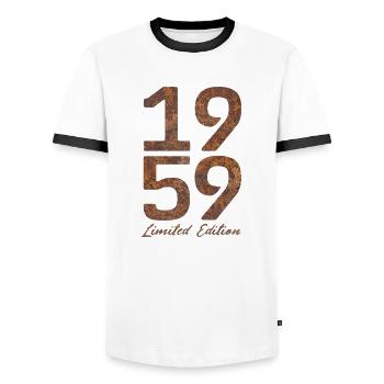 Vintage 1959 Limited Edition Rust Look - Men's Ringer Shirt - white/black - Front - AI Model Female 172 light (172cm) & AI Model Male 178 dark (178cm)