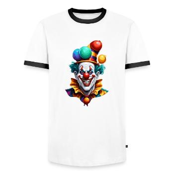 Clown / Circus / Carnival / Carnival / Playful - Men's Ringer Shirt - white/black - Front - AI Model Female 172 light (172cm) & AI Model Male 178 dark (178cm)