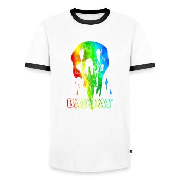 Vacation Late Summer Summer Vacation Holiday Sea Bad Day - Men's Ringer Shirt - white/black - Front - AI Model Female 172 light (172cm) & AI Model Male 178 dark (178cm)