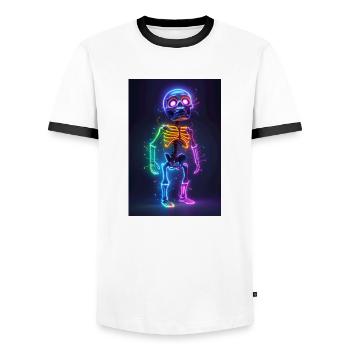 Neon Skeleton | AI - Men's Ringer Shirt - white/black - Front - AI Model Female 172 light (172cm) & AI Model Male 178 dark (178cm)